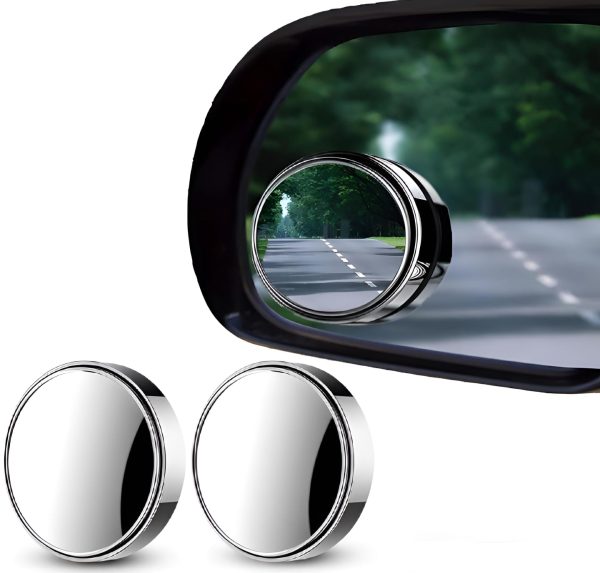 2 Pcs Rotatable Car Round Mirror Original Glass Rear View Blind Spot Side Mirror Rotatable Lens