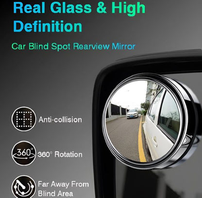 2 Pcs Rotatable Car Round Mirror Original Glass Rear View Blind Spot Side Mirror Rotatable Lens