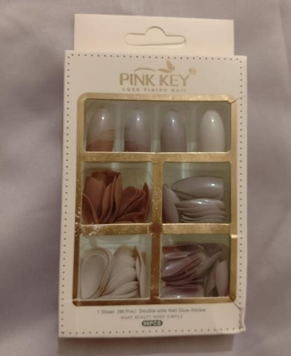 96 Pcs Nude Colors Nail Pack Without Glue Or Sticker (random Color)