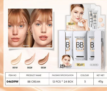 Bob Naked Makeup Waterproof Full Coverage Bb Cream – 40 Gram Pack, Original Long-lasting Formula