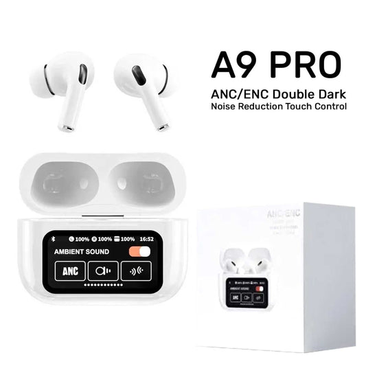AirPods A9 Pro – ANC &amp; ENC Noise Reduction, Touch Control, Boosted Bass, Wireless Earbuds for Android &amp; iOS