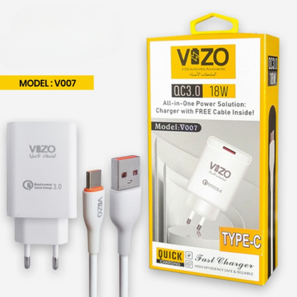 V007 – Type-c Fast Charger | Vizo V007 Type-c Charger | Charger For Android | Mobile Phone Charger – 18w